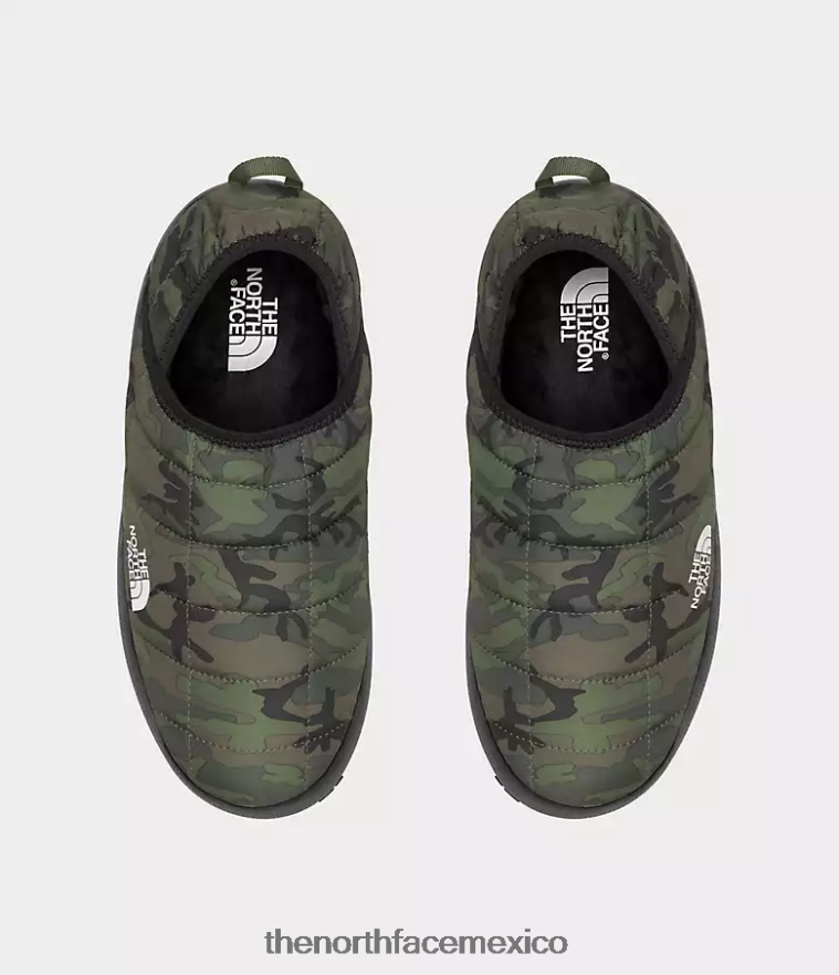 The North Face calzado NFHLJL1127 estampado de camuflaje de maleza de tomillo/tomillo hombres mulas de tracción thermoball v