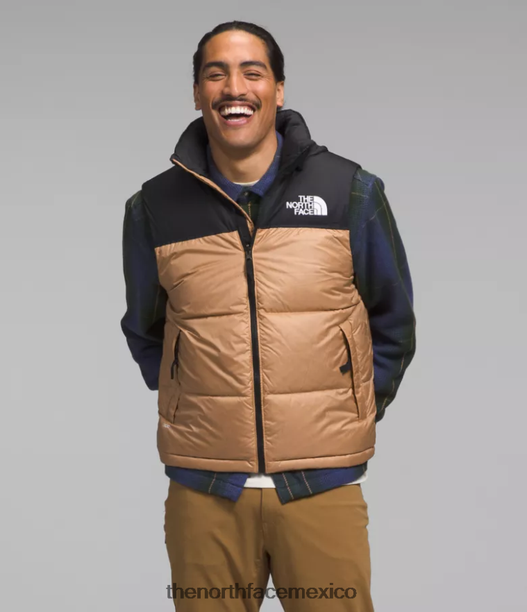 The North Face ropa NFHLJL291 mantequilla de almendras hombres chaleco retro nuptse 1996