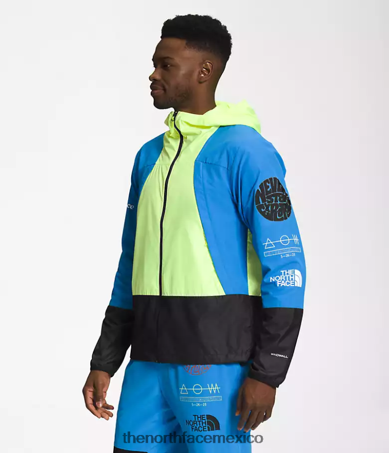 The North Face ropa NFHLJL346 led amarillo/super sonic azul/tnf negro hombres chaqueta cortavientos trailwear