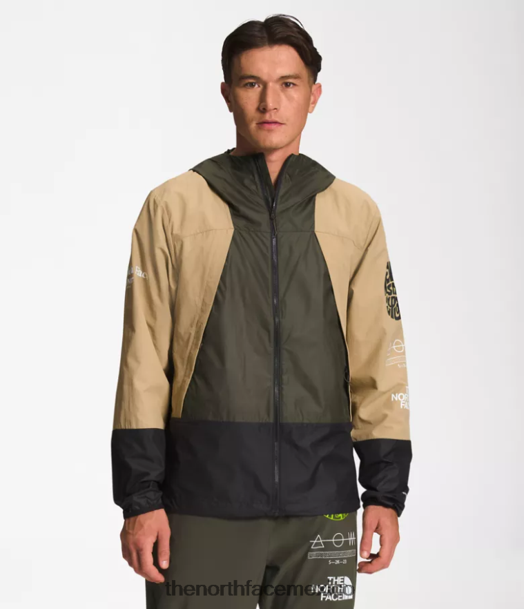 The North Face ropa NFHLJL347 caqui piedra/tnf negro/nuevo verde tuape hombres chaqueta cortavientos trailwear