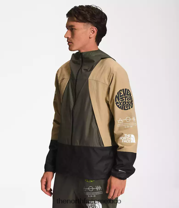 The North Face ropa NFHLJL347 caqui piedra/tnf negro/nuevo verde tuape hombres chaqueta cortavientos trailwear