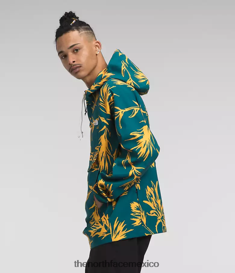 The North Face ropa NFHLJL593 estampado de pincel tropical coral azul hombres jersey clase v