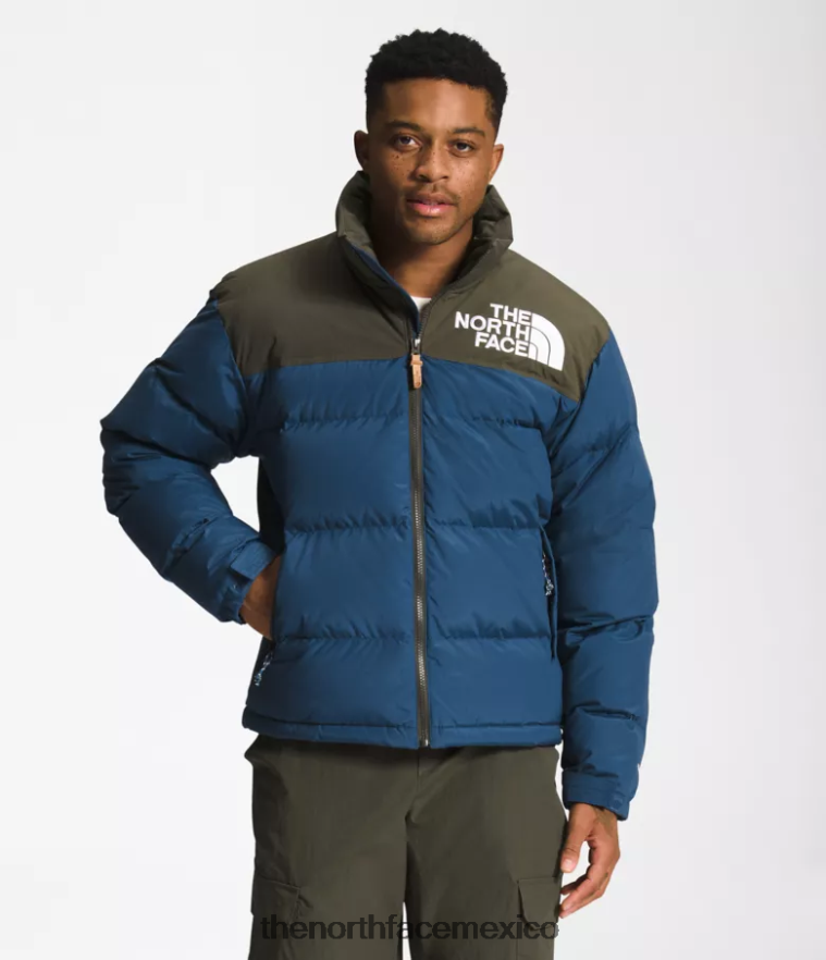 The North Face ropa NFHLJL826 azul sombreado/nuevo verde topo hombres 92 nuptse de baja fidelidad y alta tecnología