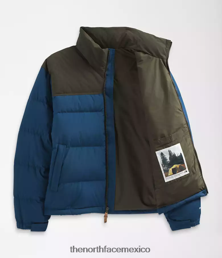 The North Face ropa NFHLJL826 azul sombreado/nuevo verde topo hombres 92 nuptse de baja fidelidad y alta tecnología