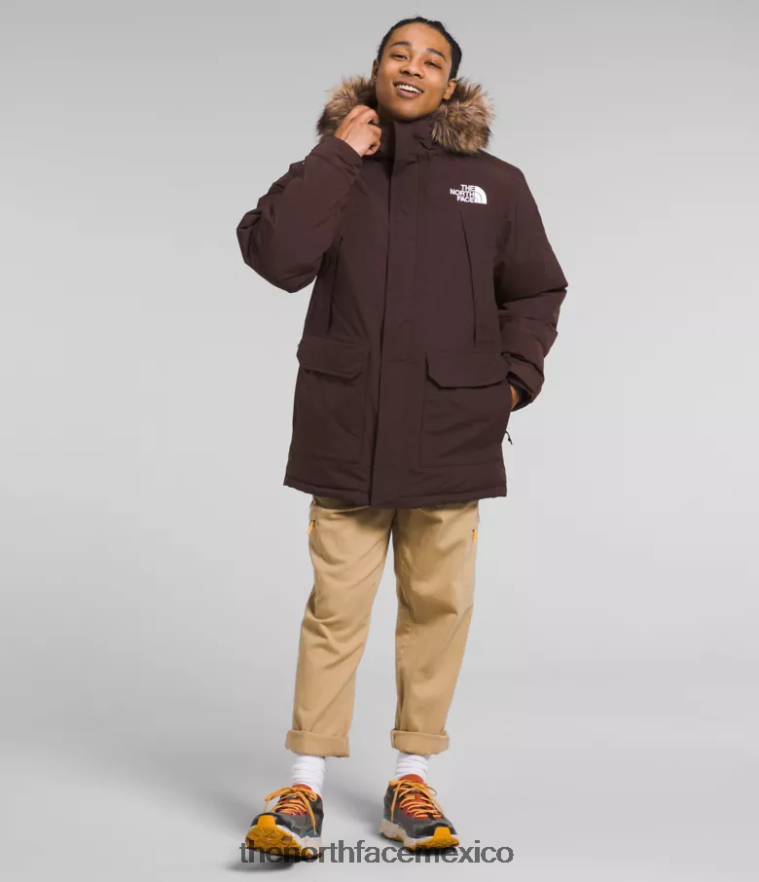 The North Face ropa NFHLJL3 estampado de monograma de mantequilla marrón carbón/mantequilla de almendras hombres parka mcmurdo