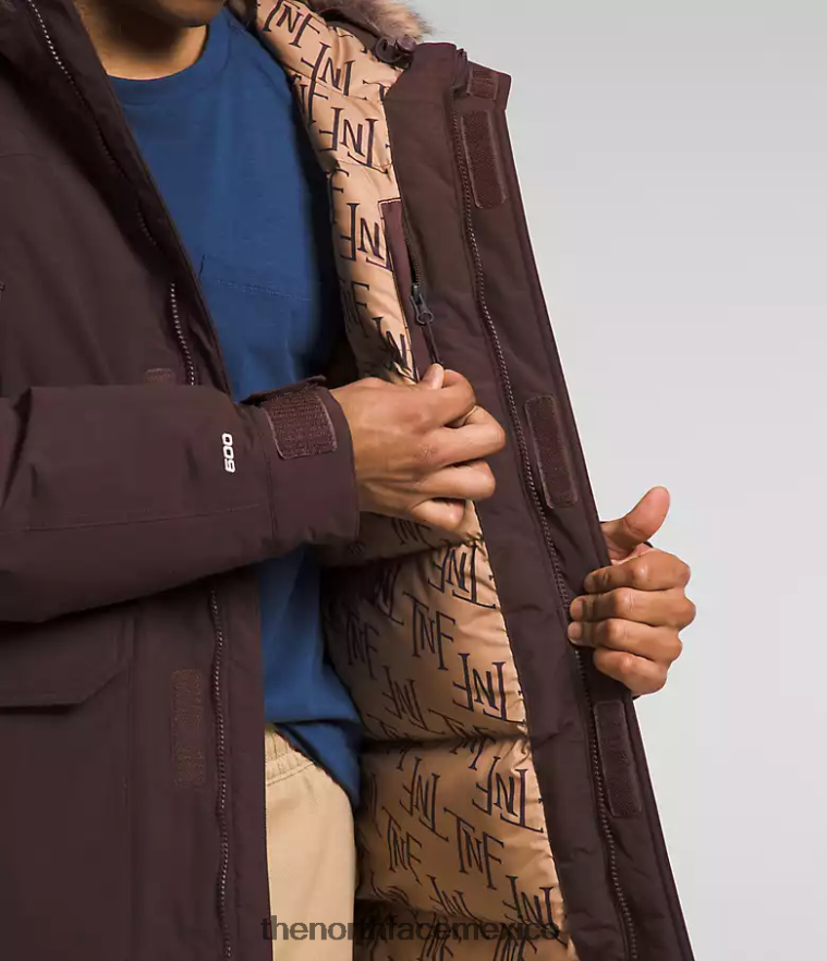 The North Face ropa NFHLJL3 estampado de monograma de mantequilla marrón carbón/mantequilla de almendras hombres parka mcmurdo