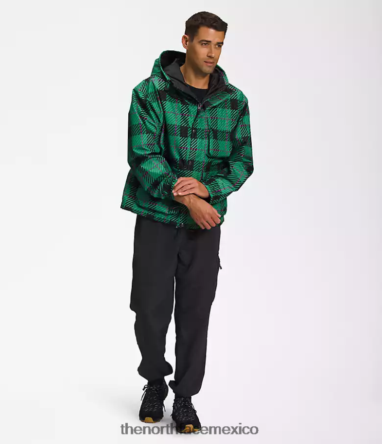 The North Face ropa NFHLJL295 tela escocesa verde hierba profunda hombres chaqueta de lluvia utilitaria m66