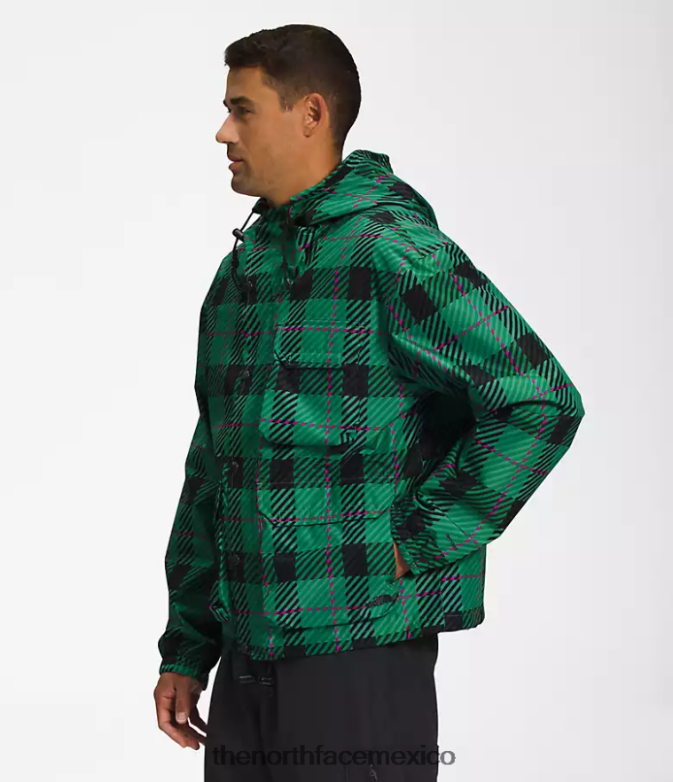 The North Face ropa NFHLJL295 tela escocesa verde hierba profunda hombres chaqueta de lluvia utilitaria m66