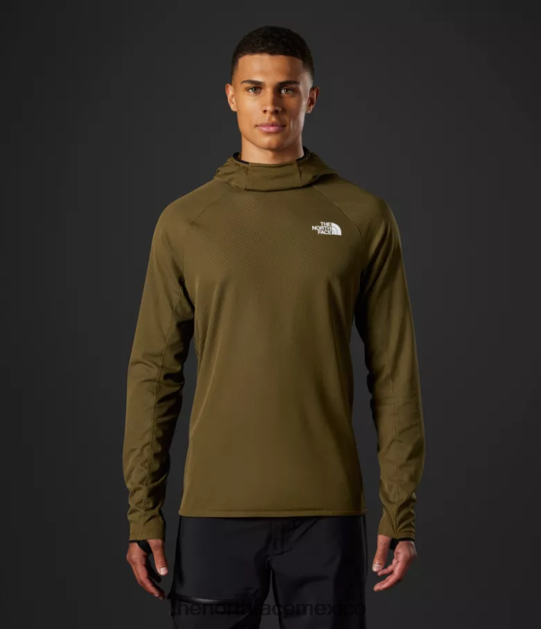 The North Face ropa NFHLJL348 oliva militar hombres sudadera con capucha de la serie summit Futurefleece lt