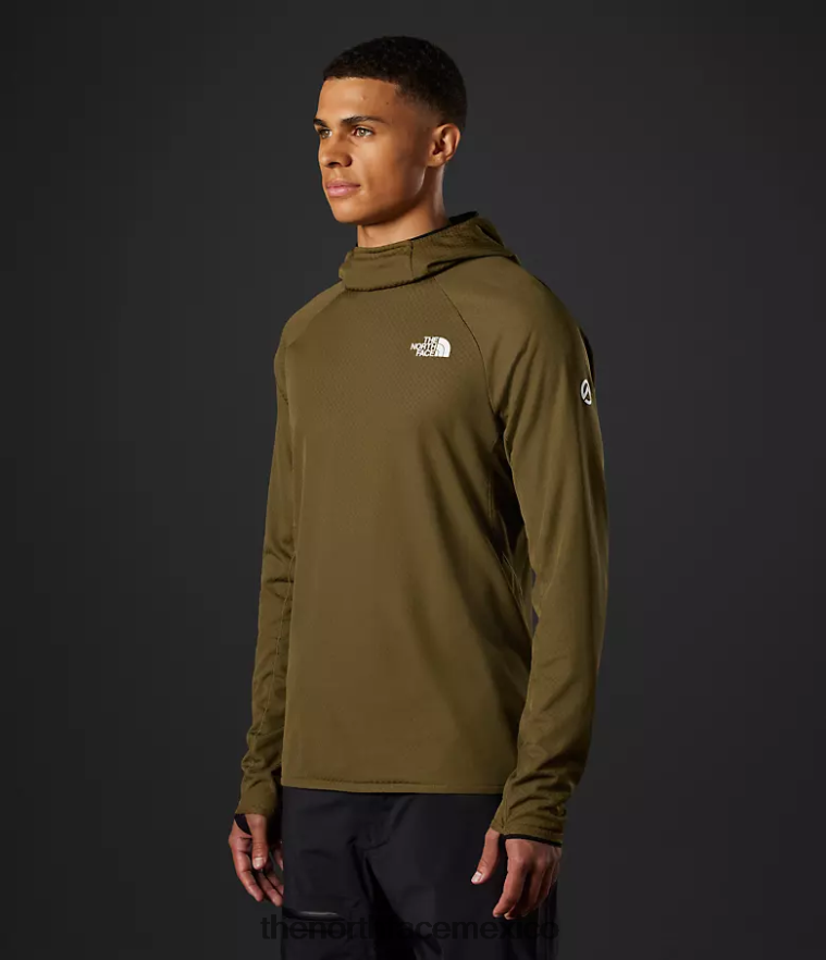 The North Face ropa NFHLJL348 oliva militar hombres sudadera con capucha de la serie summit Futurefleece lt