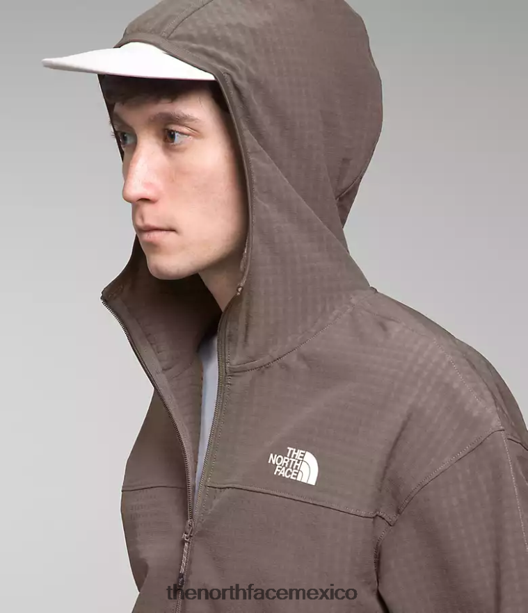 The North Face ropa NFHLJL832 halcón marrón hombres sudadera con capucha tekware grid
