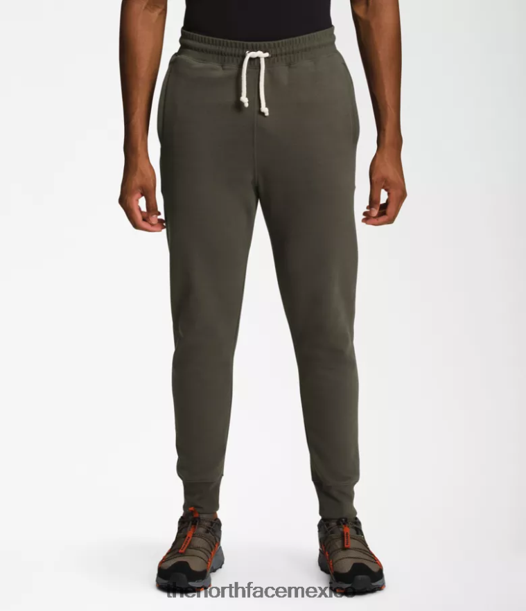 The North Face ropa NFHLJL309 nuevo verde topo hombres joggers con parches Heritage