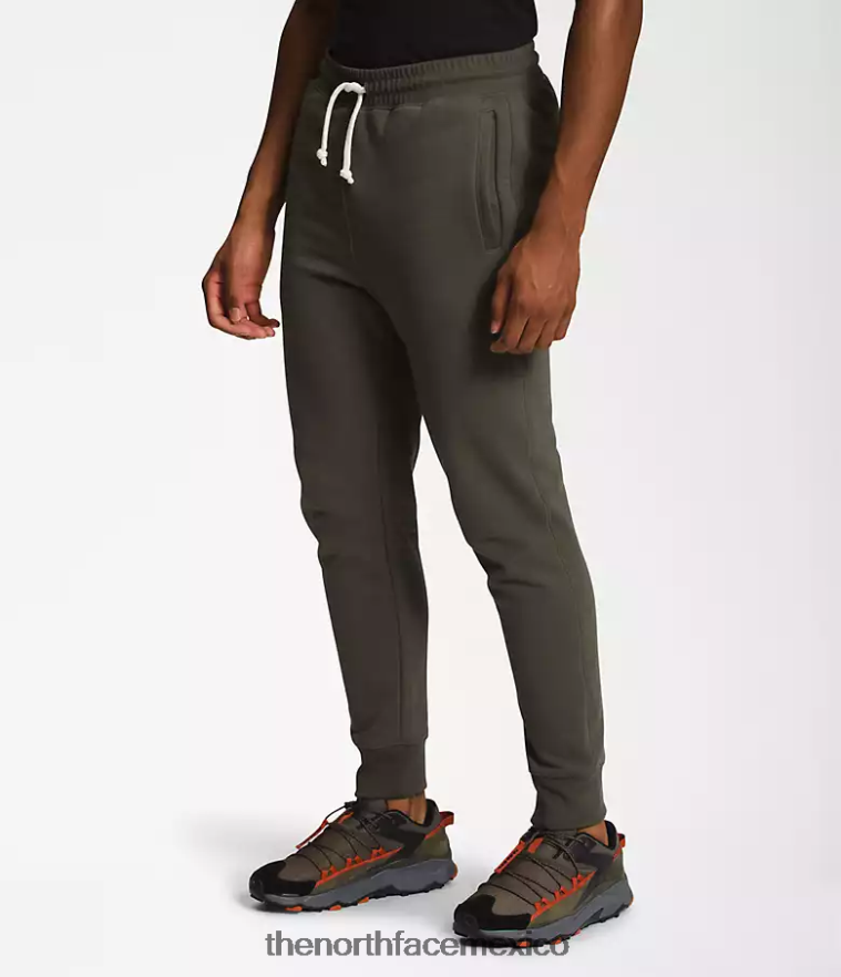 The North Face ropa NFHLJL309 nuevo verde topo hombres joggers con parches Heritage