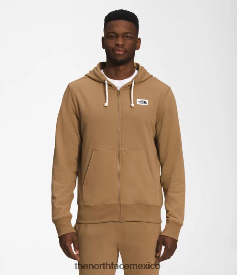 The North Face ropa NFHLJL704 marrón utilitario hombres sudadera con capucha y parche Heritage