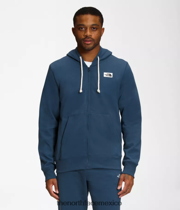 The North Face ropa NFHLJL706 azul sombreado hombres sudadera con capucha y parche Heritage