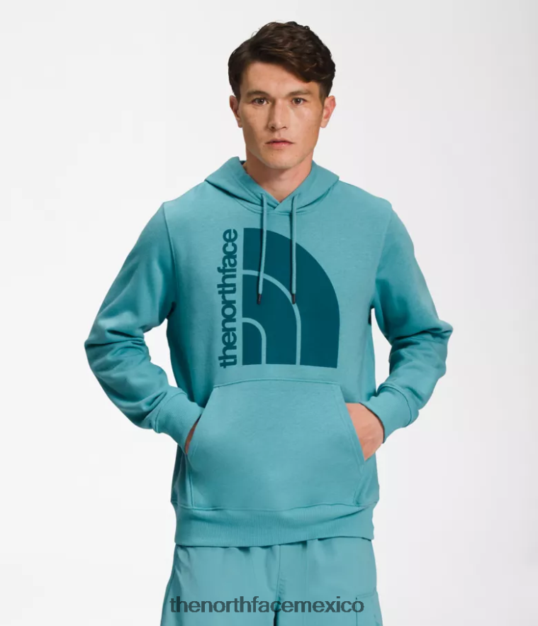 The North Face ropa NFHLJL1122 aguas de arrecife coral azul hombres sudadera con capucha jumbo de media cúpula