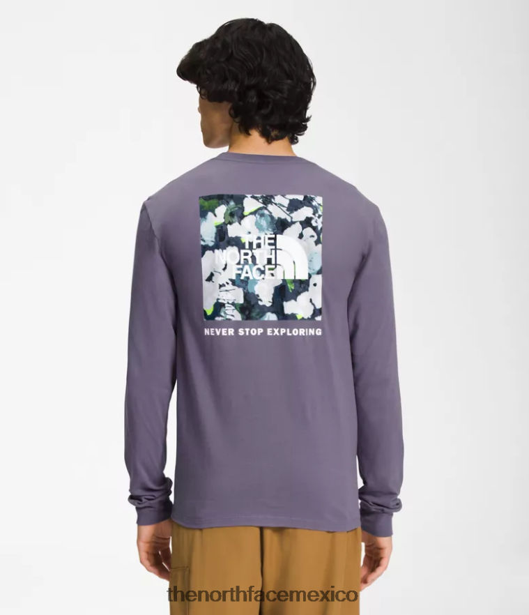 The North Face ropa NFHLJL1210 Pizarra lunar/cumbre azul marino estampado de flores abstractas hombres camiseta de manga larga con caja nse