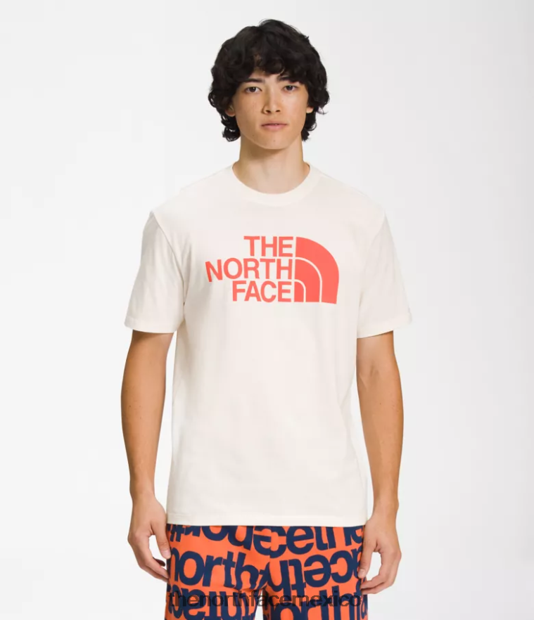 The North Face ropa NFHLJL1301 gardenia blanco/naranja retro hombres camiseta de manga corta con media cúpula