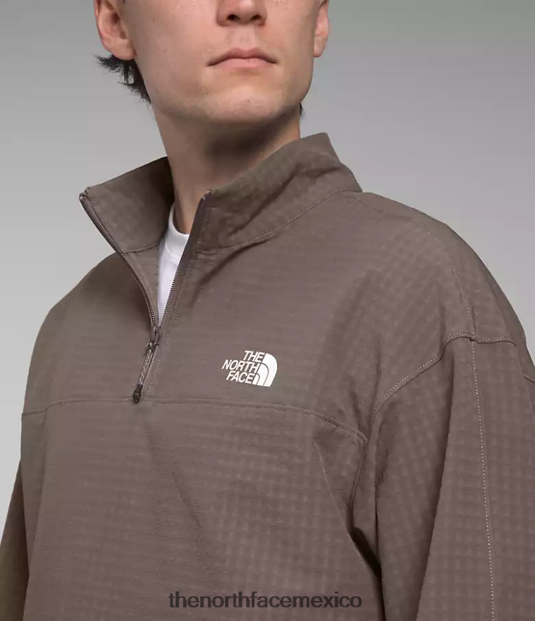 The North Face ropa NFHLJL414 halcón marrón hombres cuadrícula de tekware -zip