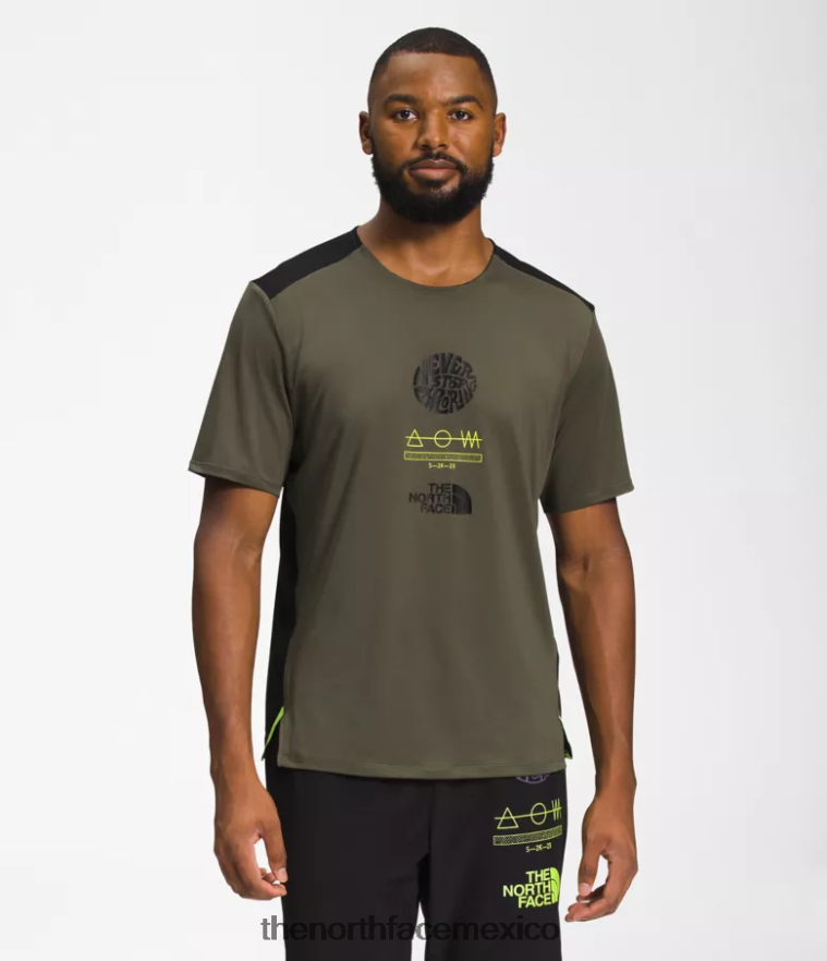 The North Face ropa NFHLJL881 nuevo verde topo/tnf negro/led amarillo hombres trailwear costa perdida manga corta