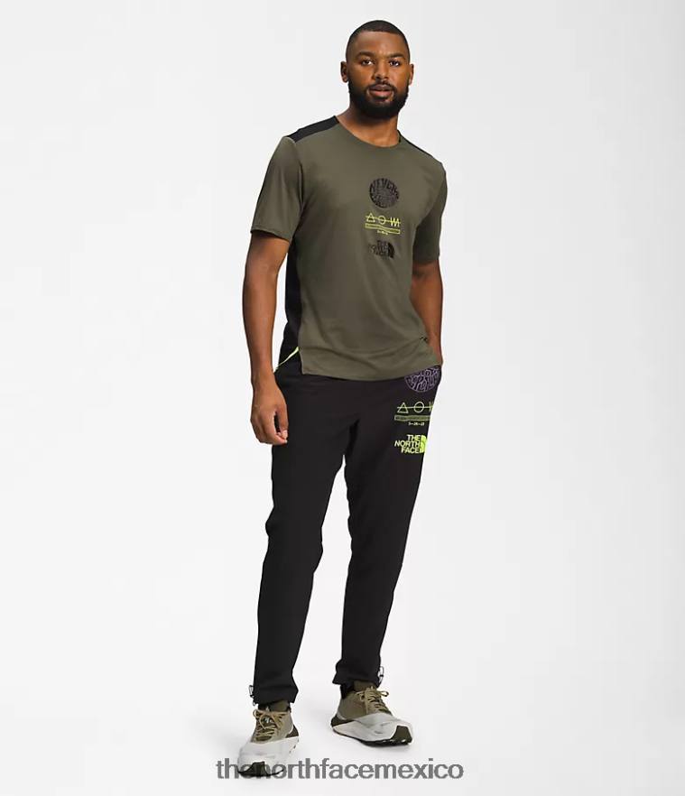 The North Face ropa NFHLJL881 nuevo verde topo/tnf negro/led amarillo hombres trailwear costa perdida manga corta