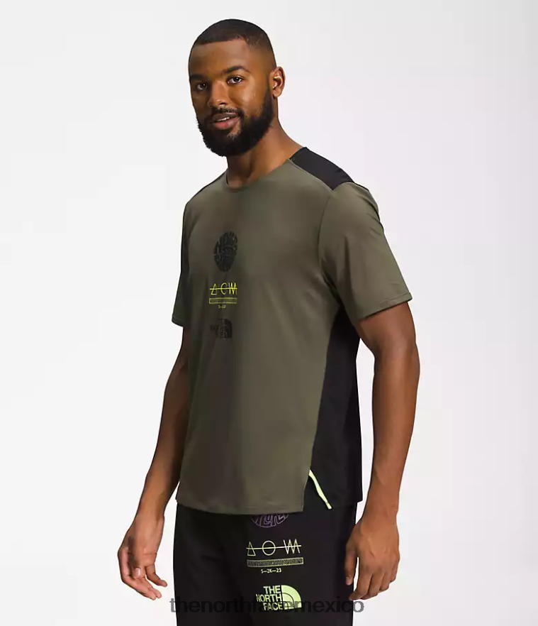 The North Face ropa NFHLJL881 nuevo verde topo/tnf negro/led amarillo hombres trailwear costa perdida manga corta