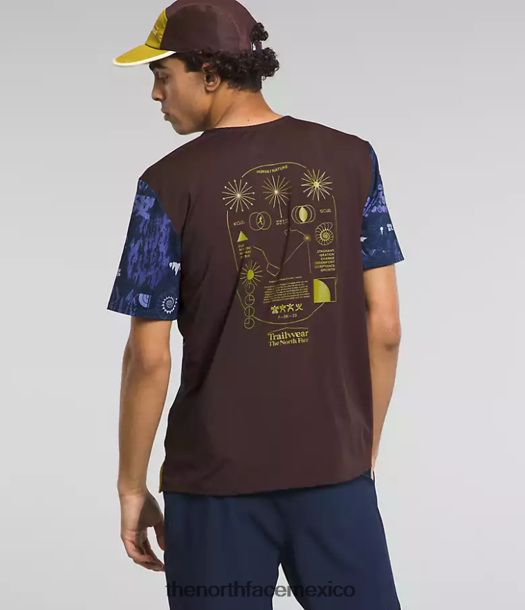 The North Face ropa NFHLJL882 estampado remix de naturaleza en azul marino de la cumbre hombres trailwear costa perdida manga corta