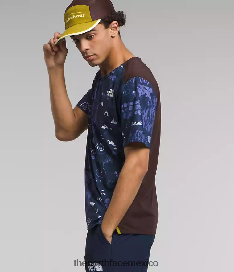 The North Face ropa NFHLJL882 estampado remix de naturaleza en azul marino de la cumbre hombres trailwear costa perdida manga corta