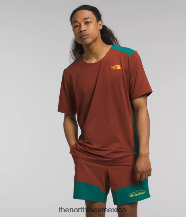 The North Face ropa NFHLJL883 marrón brandy/helecho del bosque hombres trailwear costa perdida manga corta