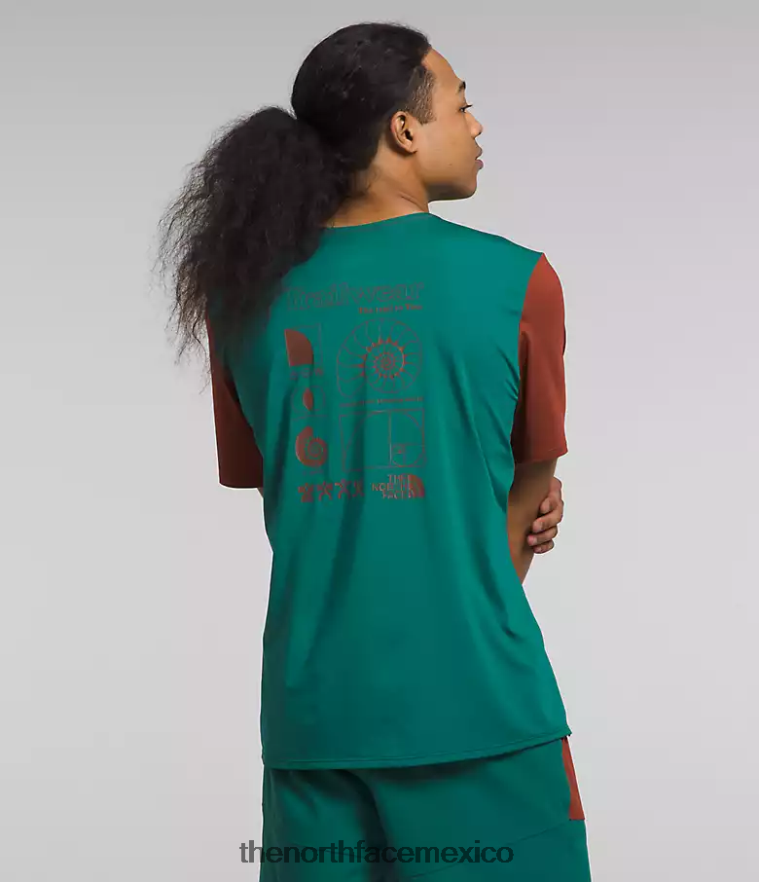 The North Face ropa NFHLJL883 marrón brandy/helecho del bosque hombres trailwear costa perdida manga corta