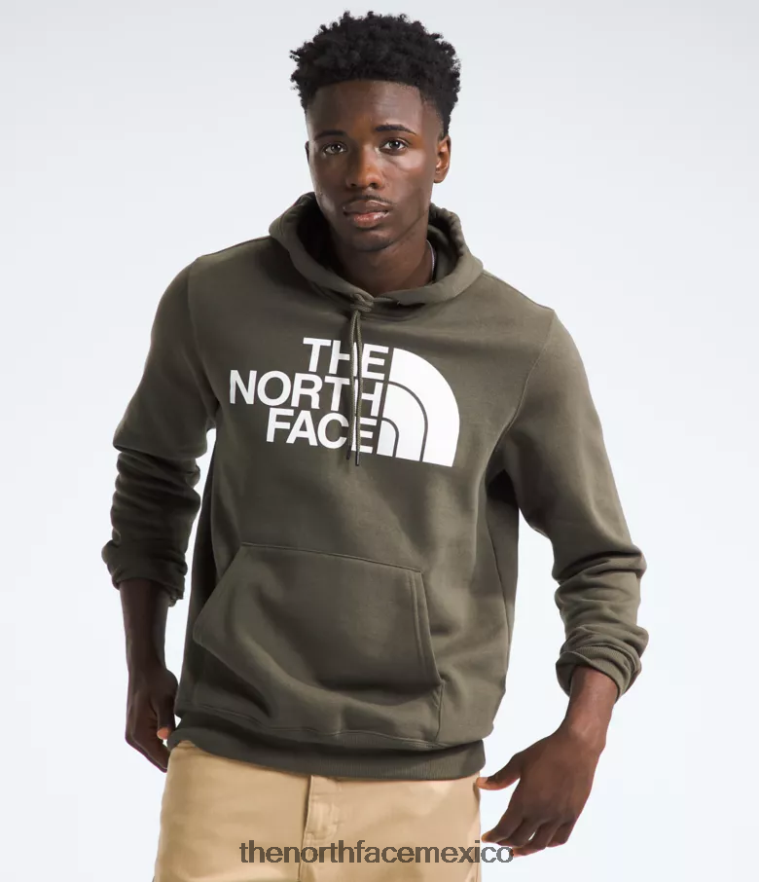 The North Face ropa NFHLJL113 nuevo verde topo hombres sudadera con capucha y media cúpula