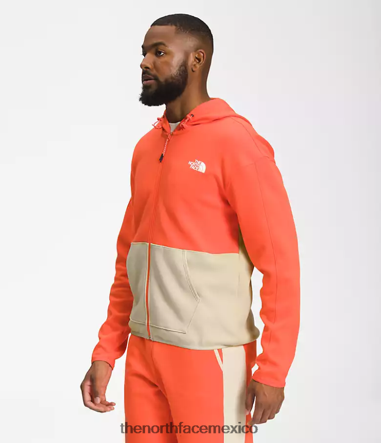 The North Face ropa NFHLJL208 grava/naranja retro hombres tnf tech sudadera con capucha y cremallera completa