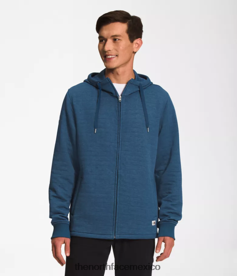 The North Face ropa NFHLJL652 brezo blanco azul sombreado hombres sudadera con capucha y cierre completo, acolchada y con visera larga