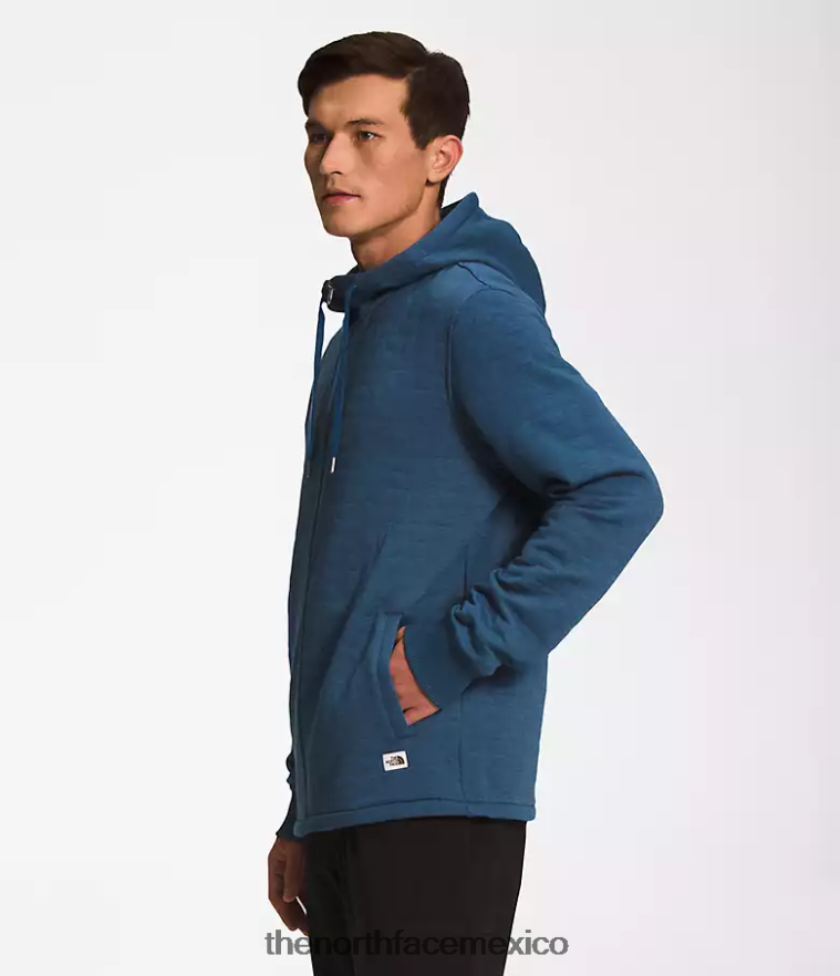 The North Face ropa NFHLJL652 brezo blanco azul sombreado hombres sudadera con capucha y cierre completo, acolchada y con visera larga