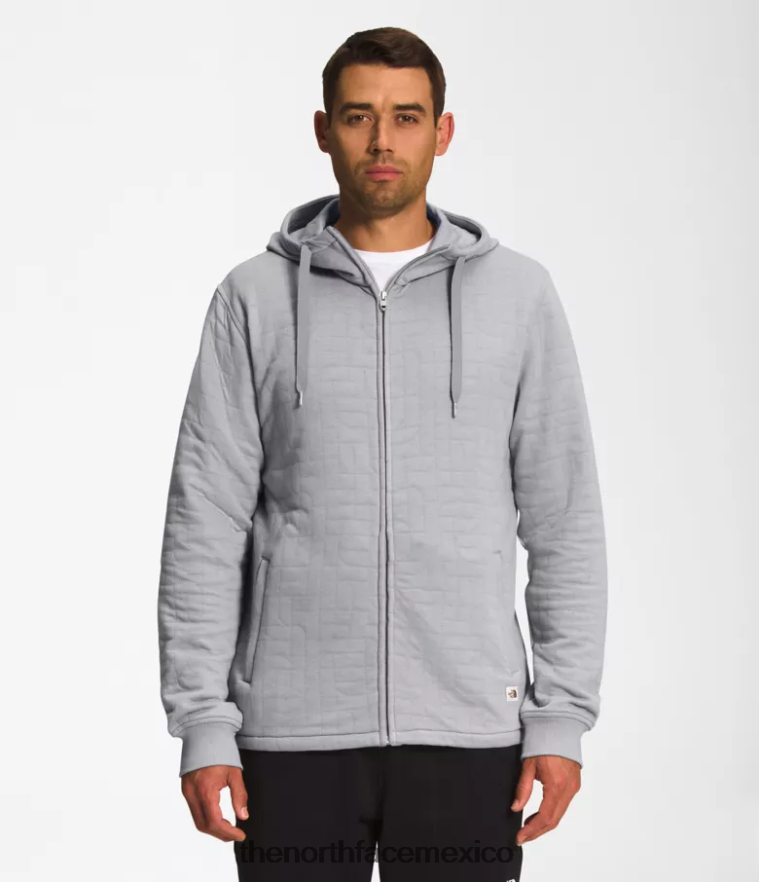 The North Face ropa NFHLJL653 fusionar gris blanco brezo hombres sudadera con capucha y cierre completo, acolchada y con visera larga