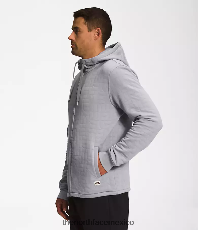 The North Face ropa NFHLJL653 fusionar gris blanco brezo hombres sudadera con capucha y cierre completo, acolchada y con visera larga