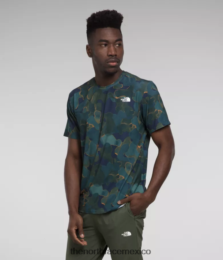 The North Face ropa NFHLJL1264 estampado de textura de camuflaje azul marino Summit hombres deambular de manga corta
