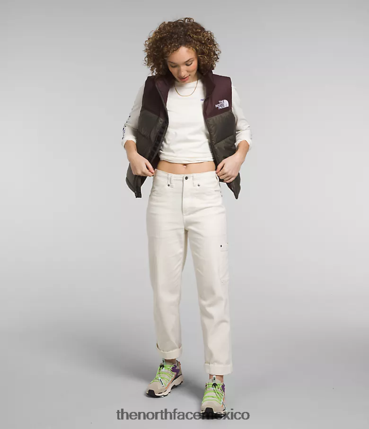 The North Face ropa NFHLJL432 nuevo verde topo/marrón carbón mujer chaleco retro nuptse 1996