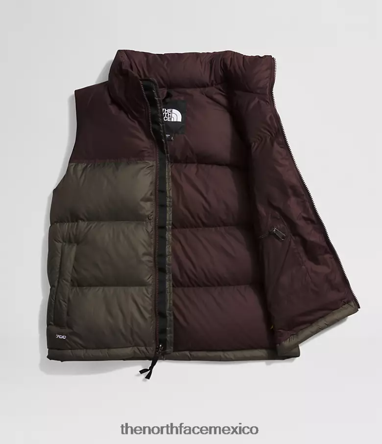 The North Face ropa NFHLJL432 nuevo verde topo/marrón carbón mujer chaleco retro nuptse 1996