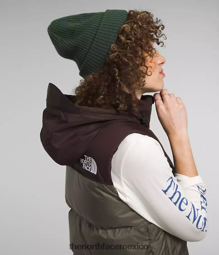 The North Face ropa NFHLJL432 nuevo verde topo/marrón carbón mujer chaleco retro nuptse 1996