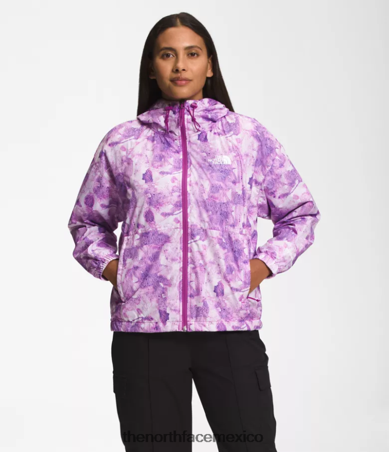 The North Face ropa NFHLJL673 estampado de tinte tonal de flor de cactus púrpura mujer chaqueta hidrenalina 2000-25'' de largo