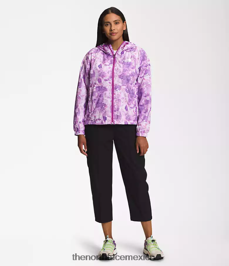 The North Face ropa NFHLJL673 estampado de tinte tonal de flor de cactus púrpura mujer chaqueta hidrenalina 2000-25'' de largo