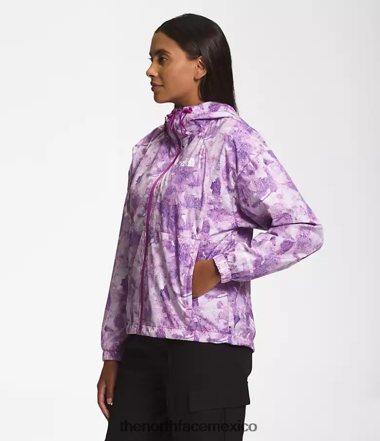 The North Face ropa NFHLJL673 estampado de tinte tonal de flor de cactus púrpura mujer chaqueta hidrenalina 2000-25'' de largo