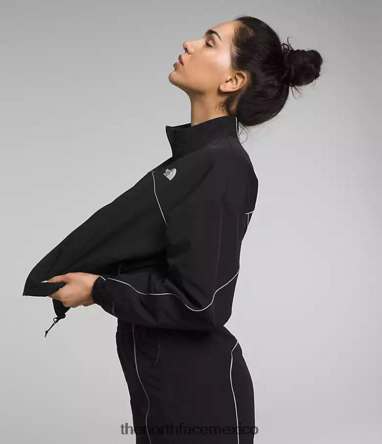 The North Face ropa NFHLJL733 negro mujer chaqueta cortavientos con ribetes tek