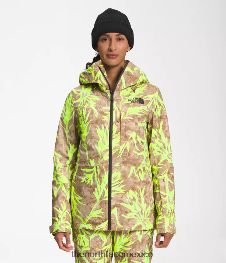 The North Face ropa NFHLJL1175 impresión de pincel de pradera marrón utilitario mujer chaqueta triclimate thermoball eco nieve