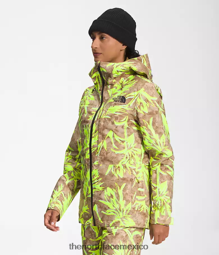 The North Face ropa NFHLJL1175 impresión de pincel de pradera marrón utilitario mujer chaqueta triclimate thermoball eco nieve