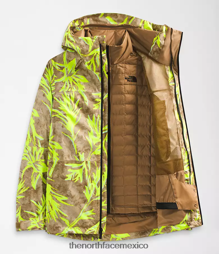 The North Face ropa NFHLJL1175 impresión de pincel de pradera marrón utilitario mujer chaqueta triclimate thermoball eco nieve