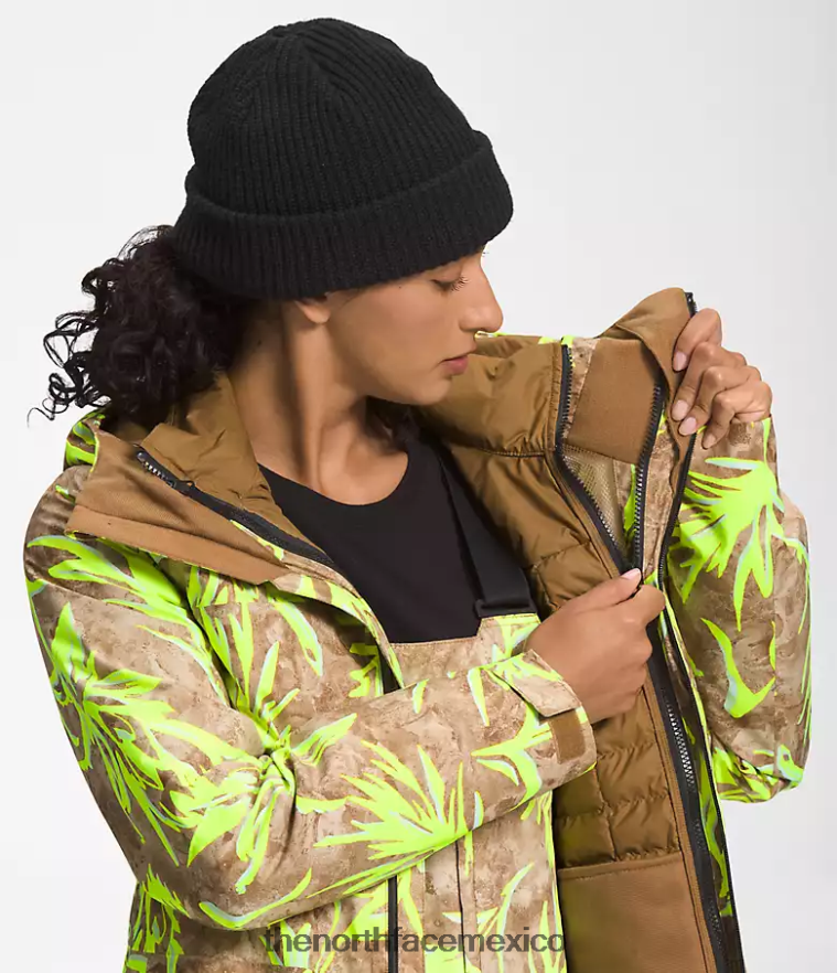 The North Face ropa NFHLJL1175 impresión de pincel de pradera marrón utilitario mujer chaqueta triclimate thermoball eco nieve