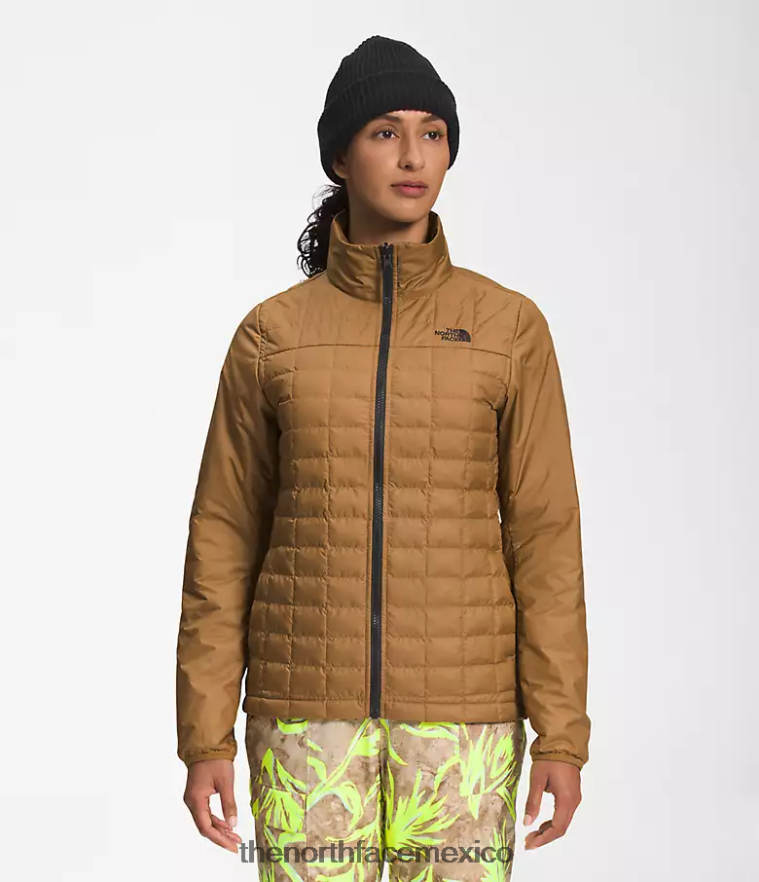 The North Face ropa NFHLJL1175 impresión de pincel de pradera marrón utilitario mujer chaqueta triclimate thermoball eco nieve