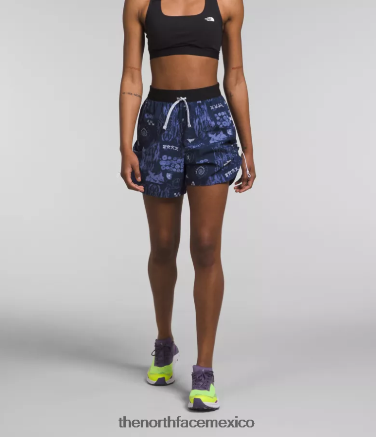 The North Face ropa NFHLJL625 estampado remix de naturaleza en azul marino de la cumbre mujer pantalones cortos trailwear okt